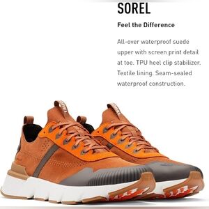 Sorel 12 Mens Waterproof Suede Lace Up Running Shoes Sneaker Kinetic Rush